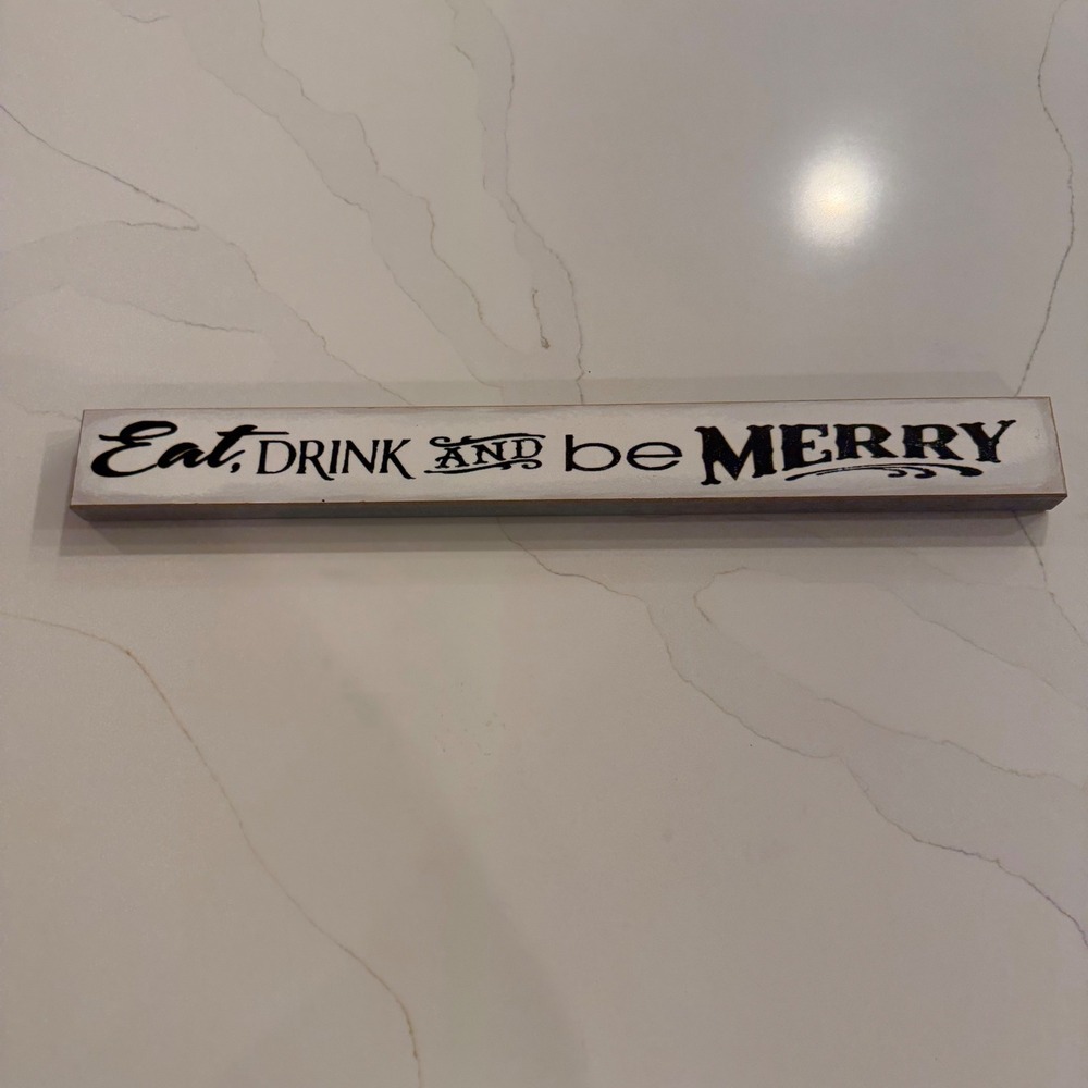 Sierra Pacific Crafts Eat Drink Be Merry Wood Block Sign 18 Inch Holiday Decor